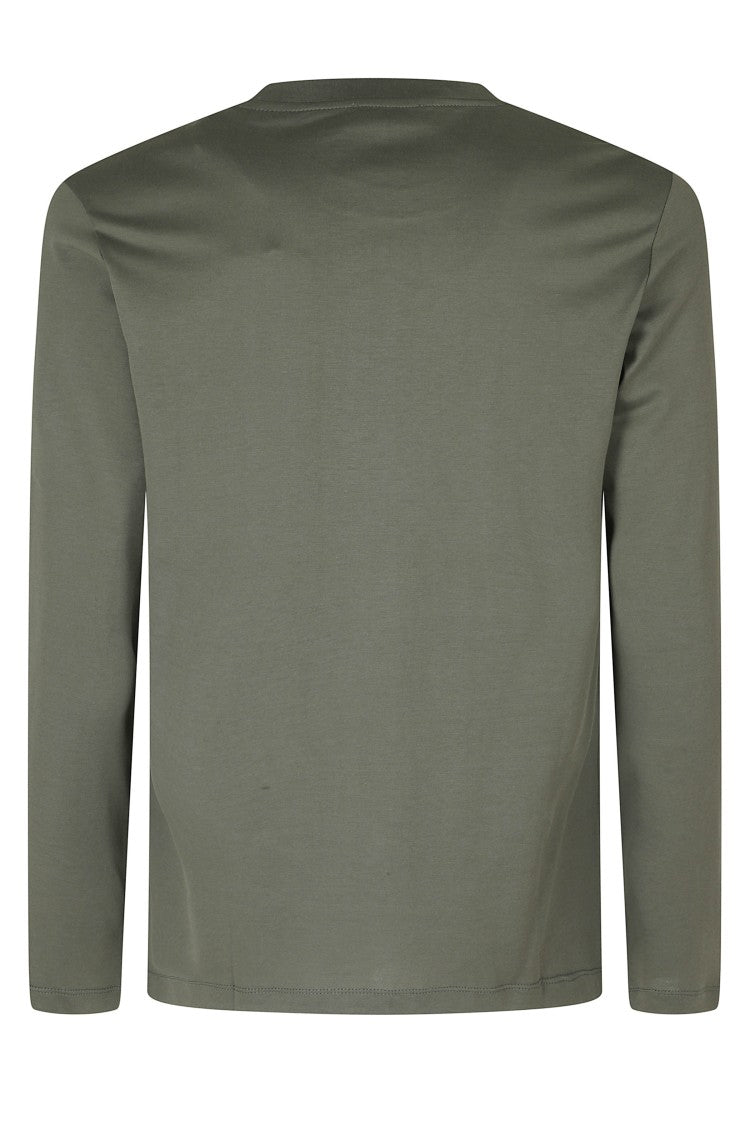 Roberto Collina Military Green Ribbed Crew-Neck Merino Wool Sweater
