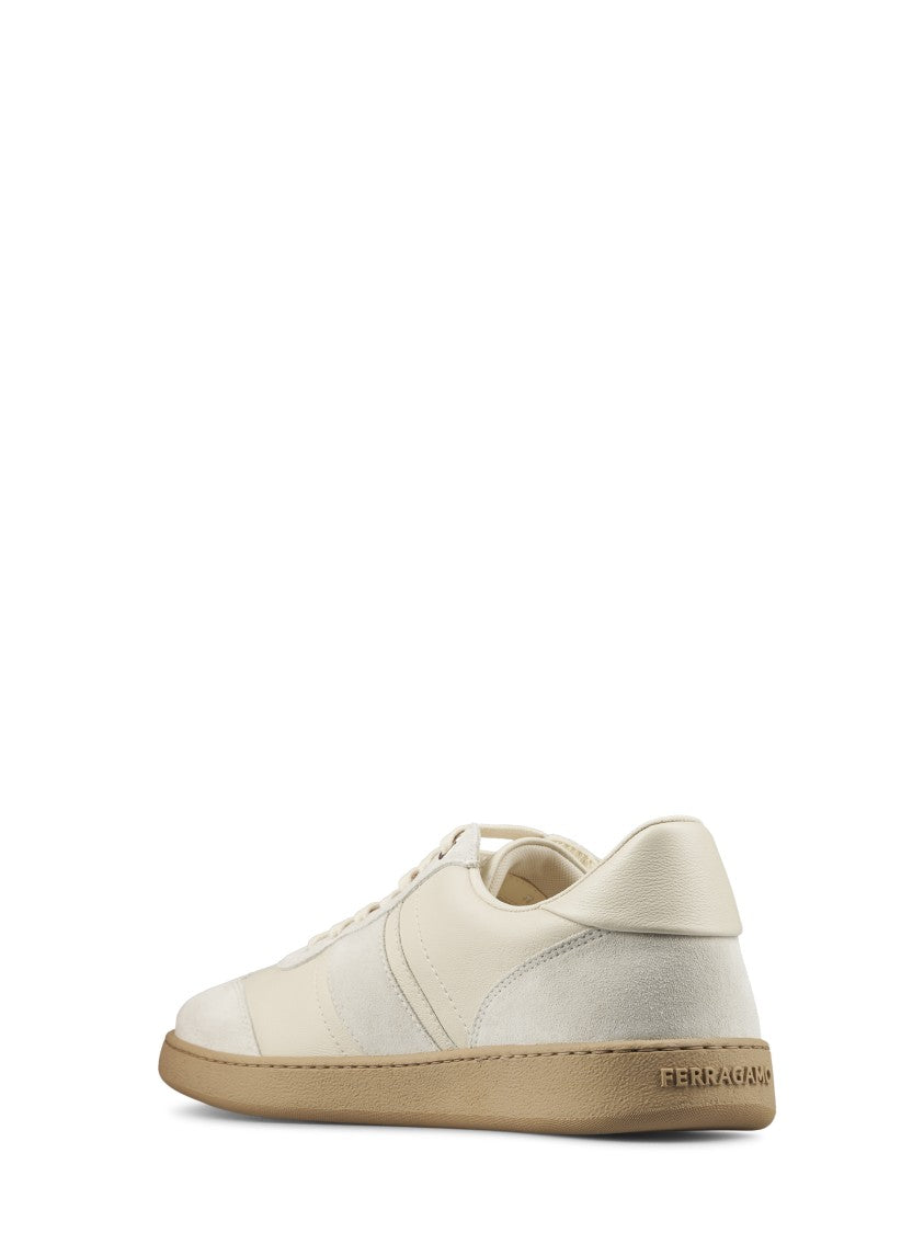 Ferragamo Low-Top Sneakers With Textured Leather