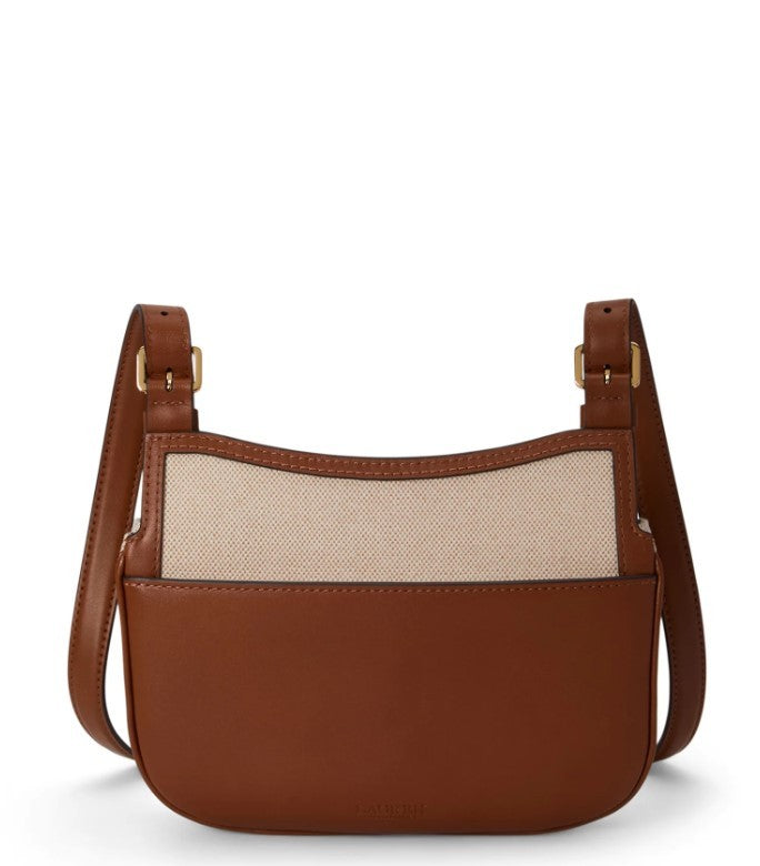 Lauren Ralph Lauren Buff Canvas Shoulder Bag With Leather Trim