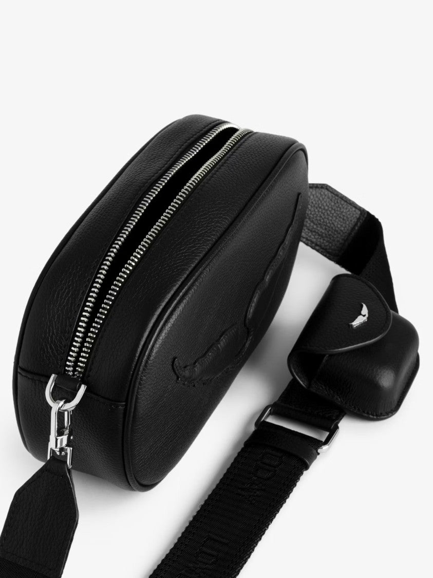 Zadig & Voltaire Oval-Shaped Black Leather Crossbody Bag