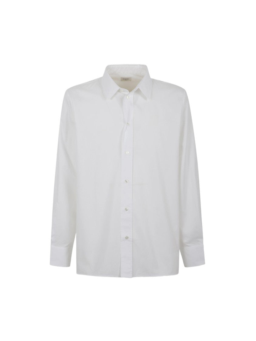 Saint Laurent Classic White Formal Shirt With Textured Detail