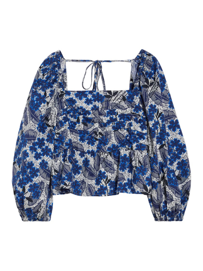 Max Mara Square Neckline Top With Gathered Pleats