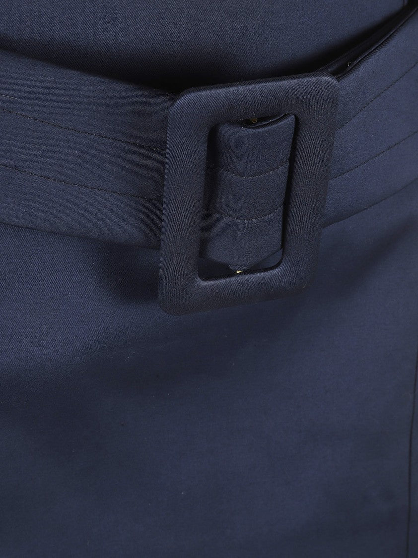 Patou Structured Blue Skirt With Wide Belt