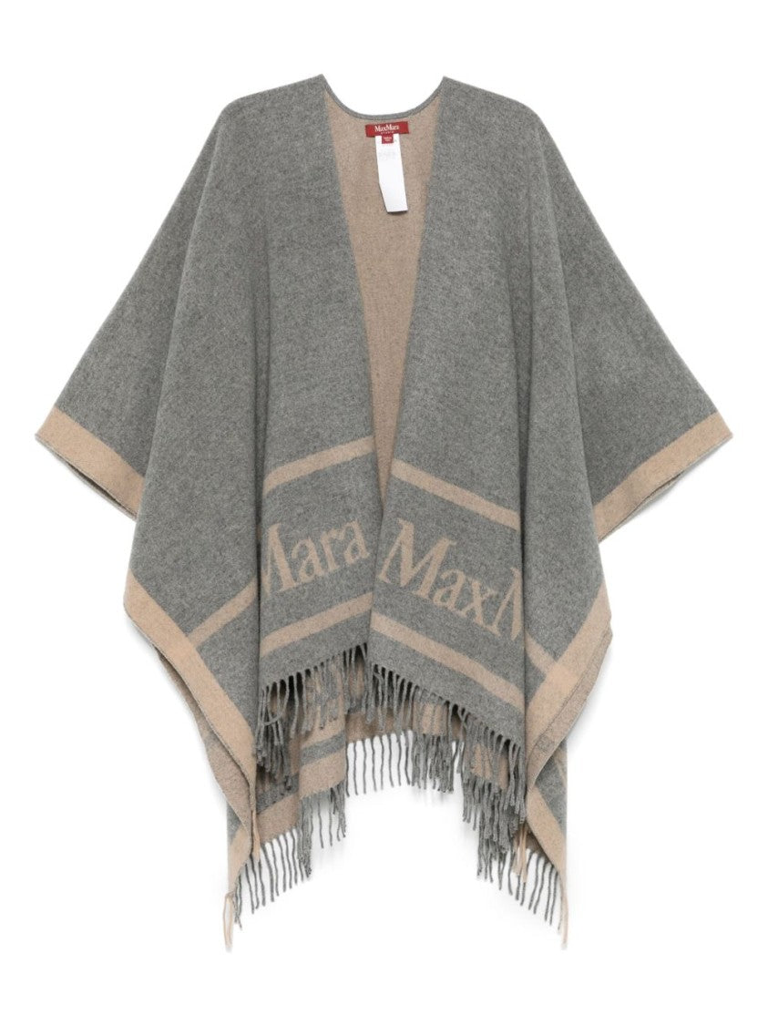 Max Mara Open-Front Grey Jacket With Fringed Edges
