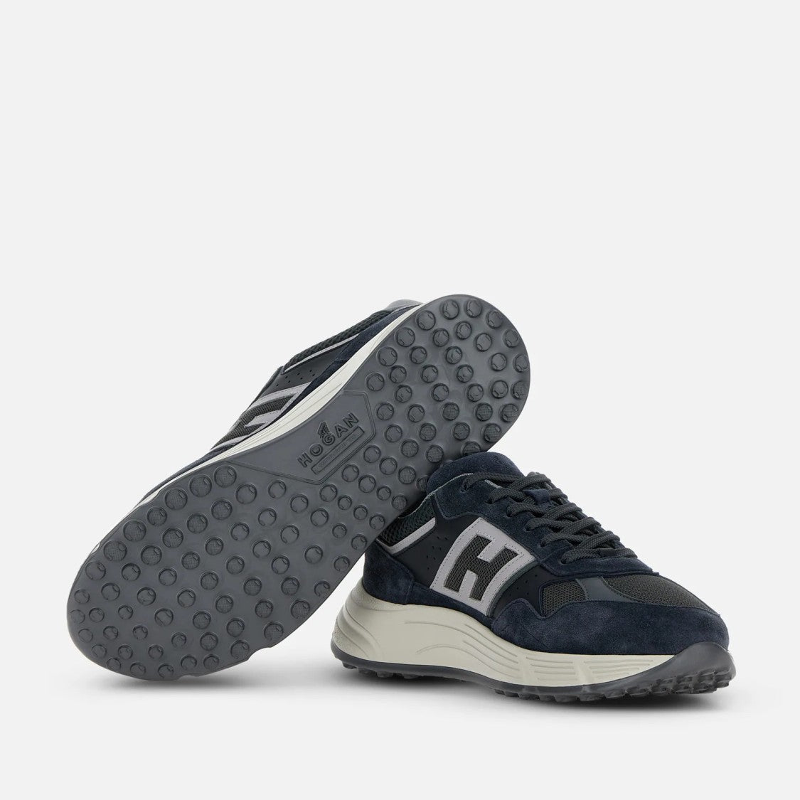 Hogan Calfskin Lace-Up Sneakers With Contemporary Design