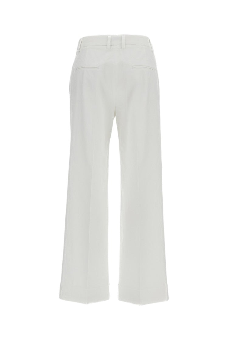 Alberto Biani White Wide-Leg Pressed Crease Pants