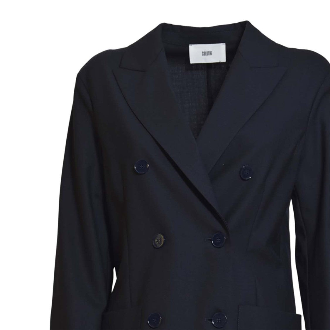 Solotre Structured Blue Jacket With Stand Collar And Seam Detailing