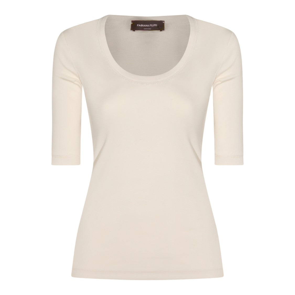 Fabiana Filippi Fitted Scoop Neck Top With Elbow-Length Sleeves