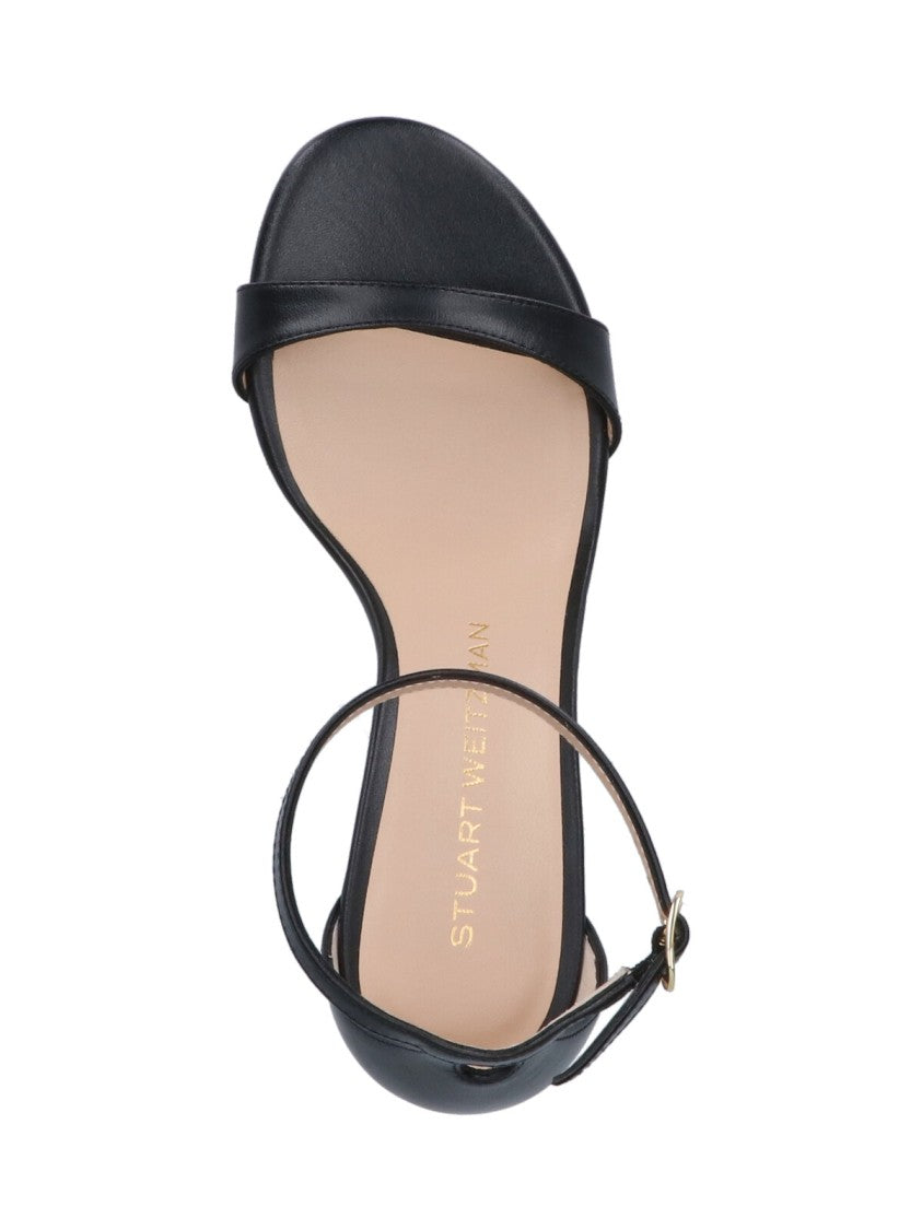 Stuart Weitzman "Nudist Ii 75" Slingback Sandals – Black