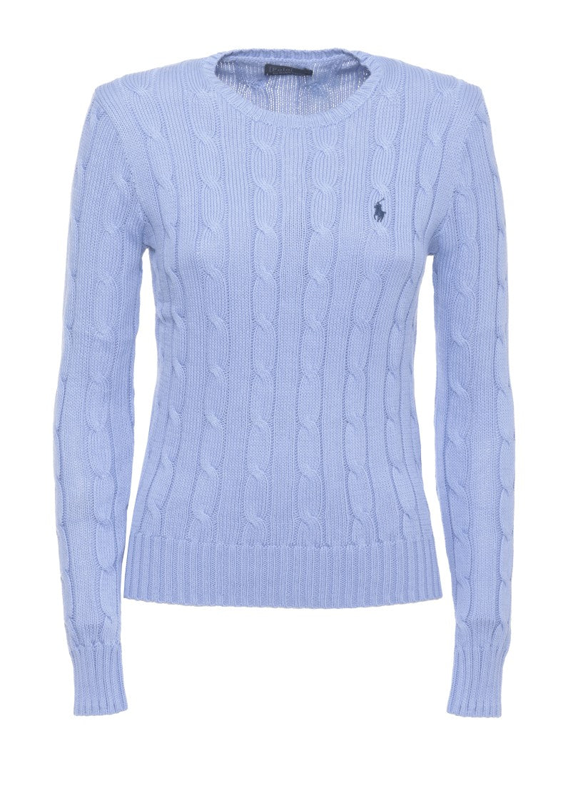 Polo Ralph Lauren Light Blue Pony Braided Sweater