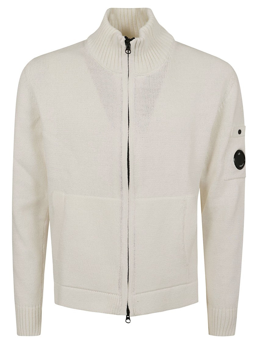 C.P. Company Compact Cotton Zipped Cardigan With High Ribbed Collar