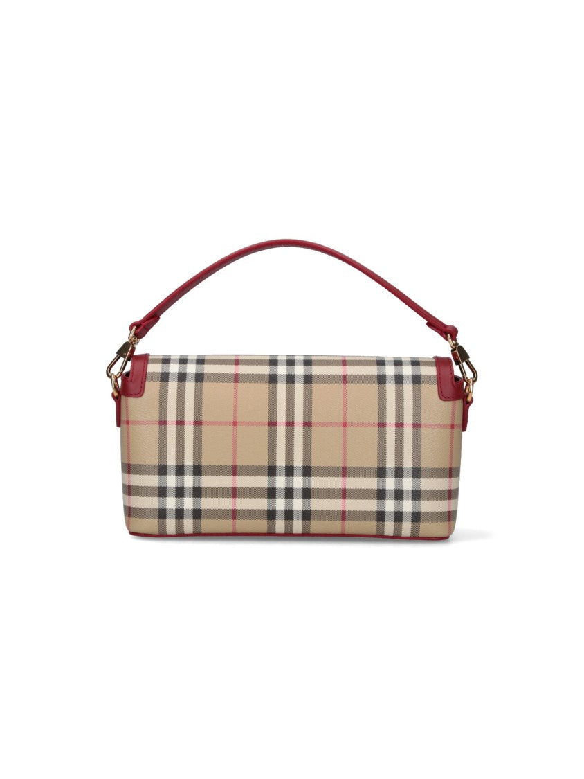 Burberry Beige Check Fabric Handbag