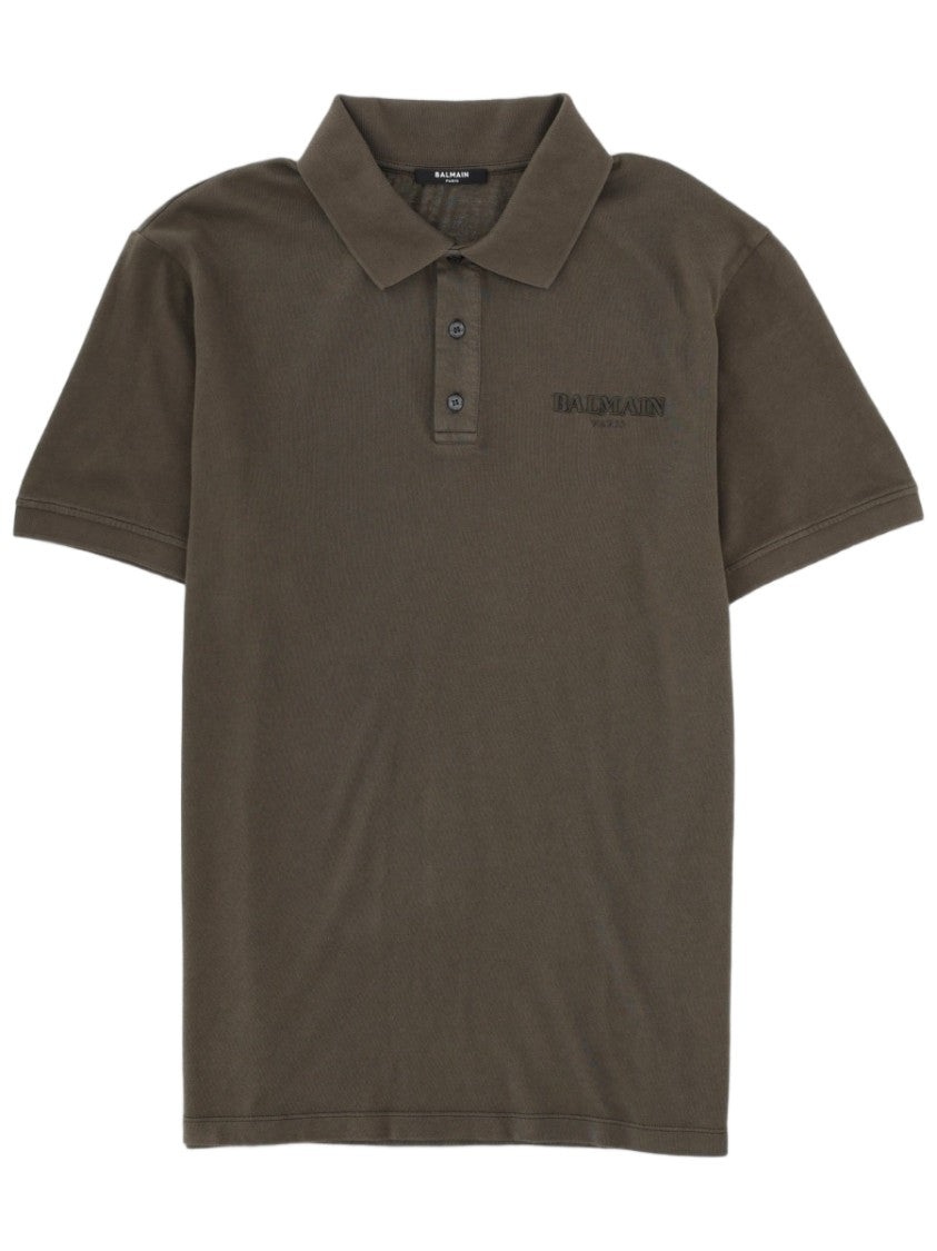 Balmain Short-Sleeved Embroidered Logo Cotton Polo Shirt