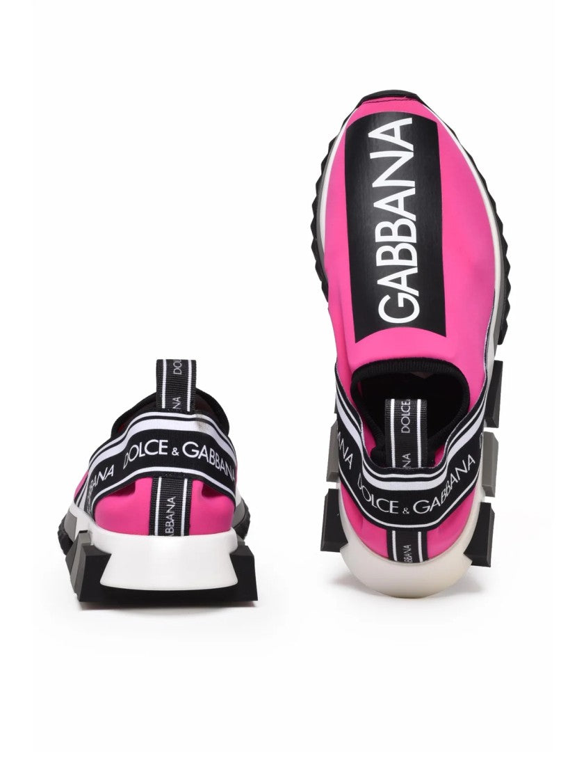 Dolce & Gabbana Fuchsia Elastic Bands Chunky Sole Lycra Sneakers