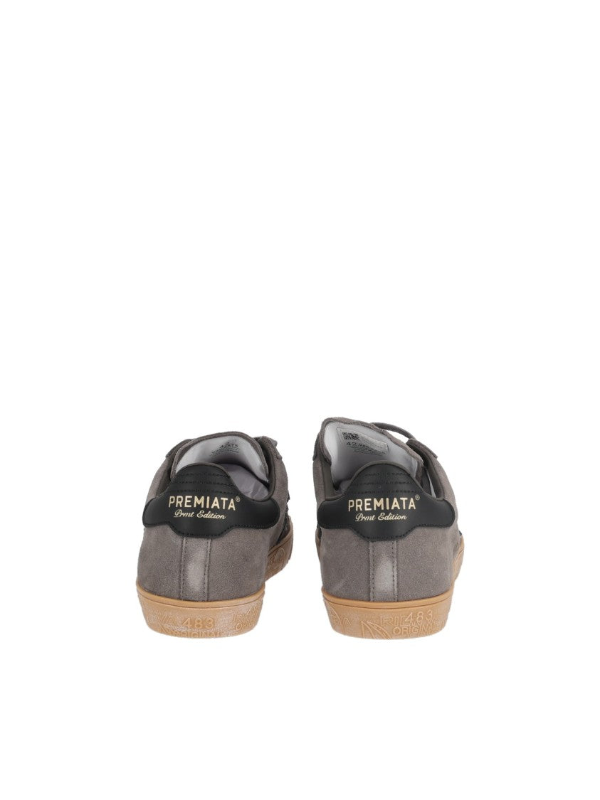 Premiata Taupe Steven Soft Suede Low-Top Sneakers