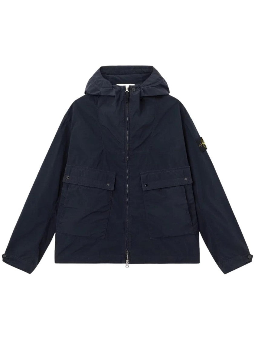 Stone Island Boxy Short Parka With Front Zipper Closure