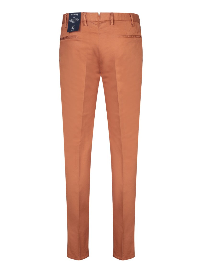 Incotex Brown Cotton Blend Slim Fit Trousers