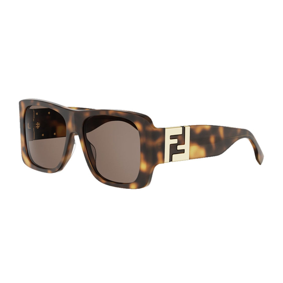 Fendi Havana Forever Fendi Bold Rectangular Acetate Sunglasses