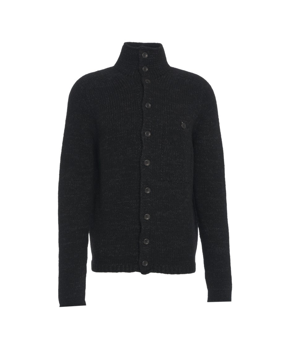 Hannes Roether Ribbed Knit Cardigan With High Collar