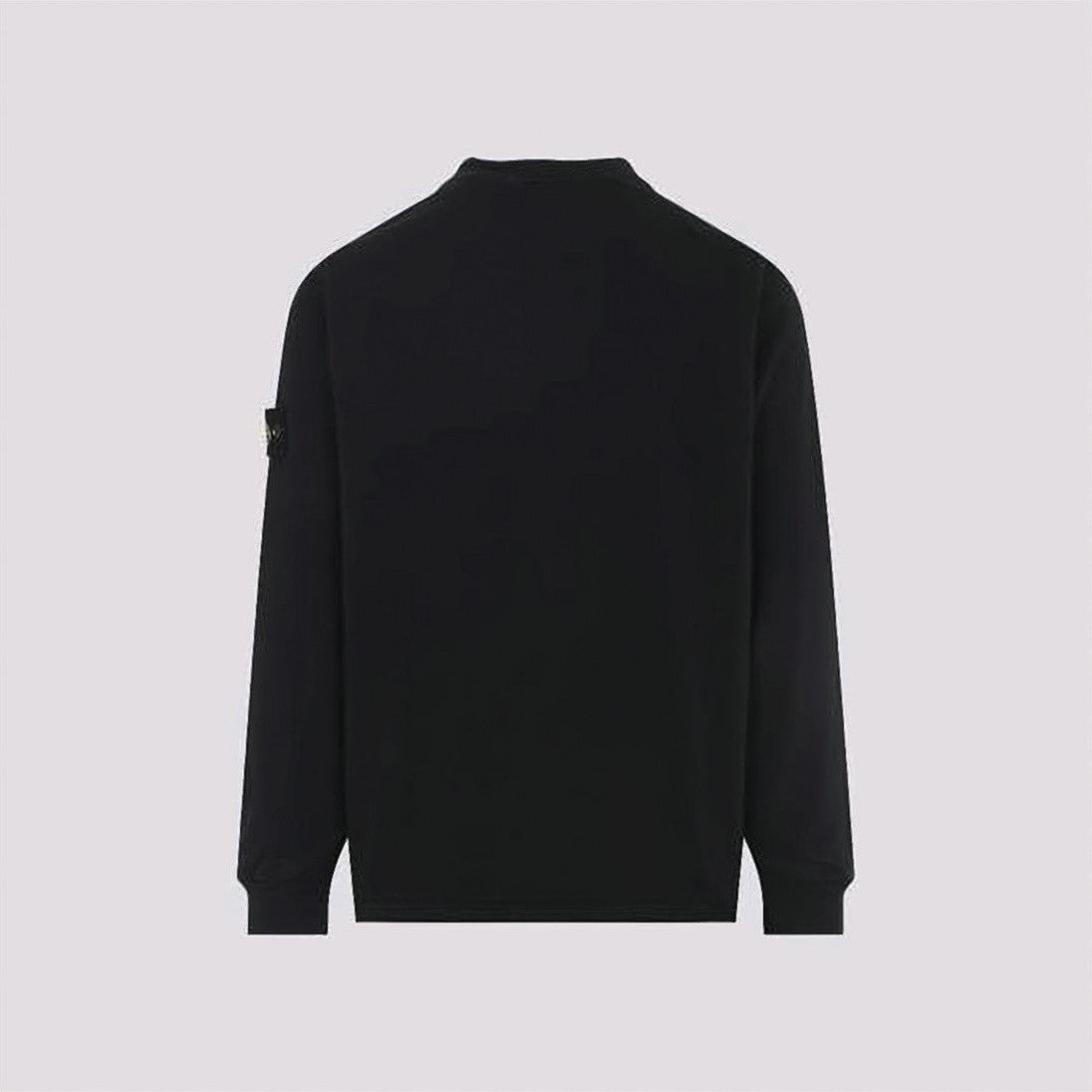 Stone Island Long-Sleeve Black Tee With Distinctive Patch Logo