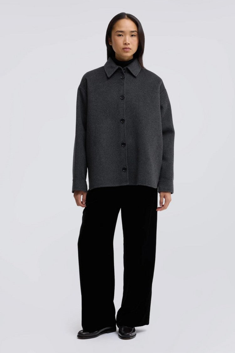 Aspesi Charcoal Boxy Collared Wool Jacket