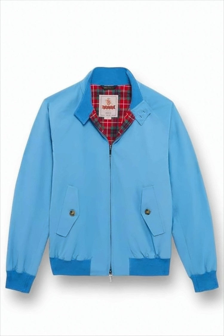 Baracuta Sky Blue Lightweight Baracuta Jacket With Distinctive Tartan Lining