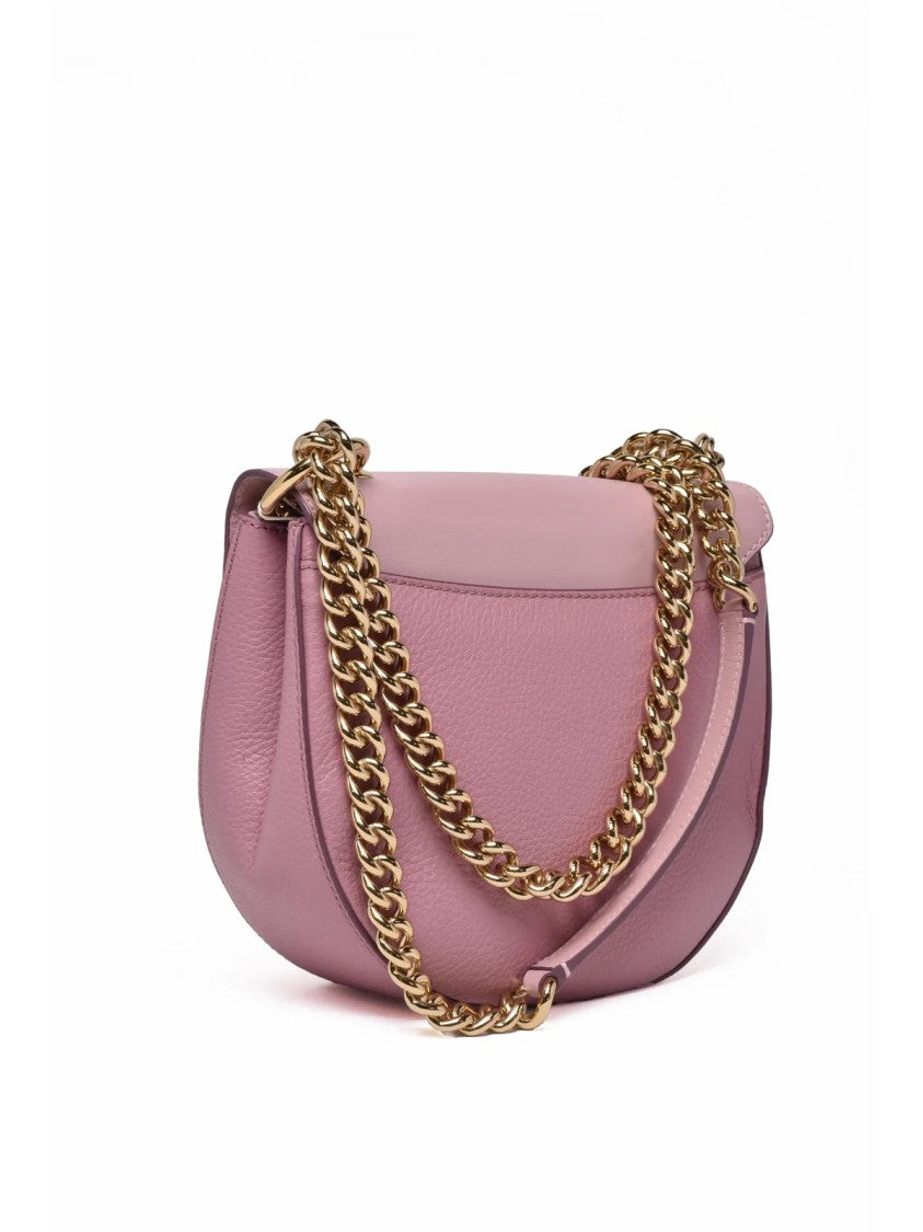Dolce & Gabbana Compact Smooth Leather Crossbody Bag With Gold Chain Strap