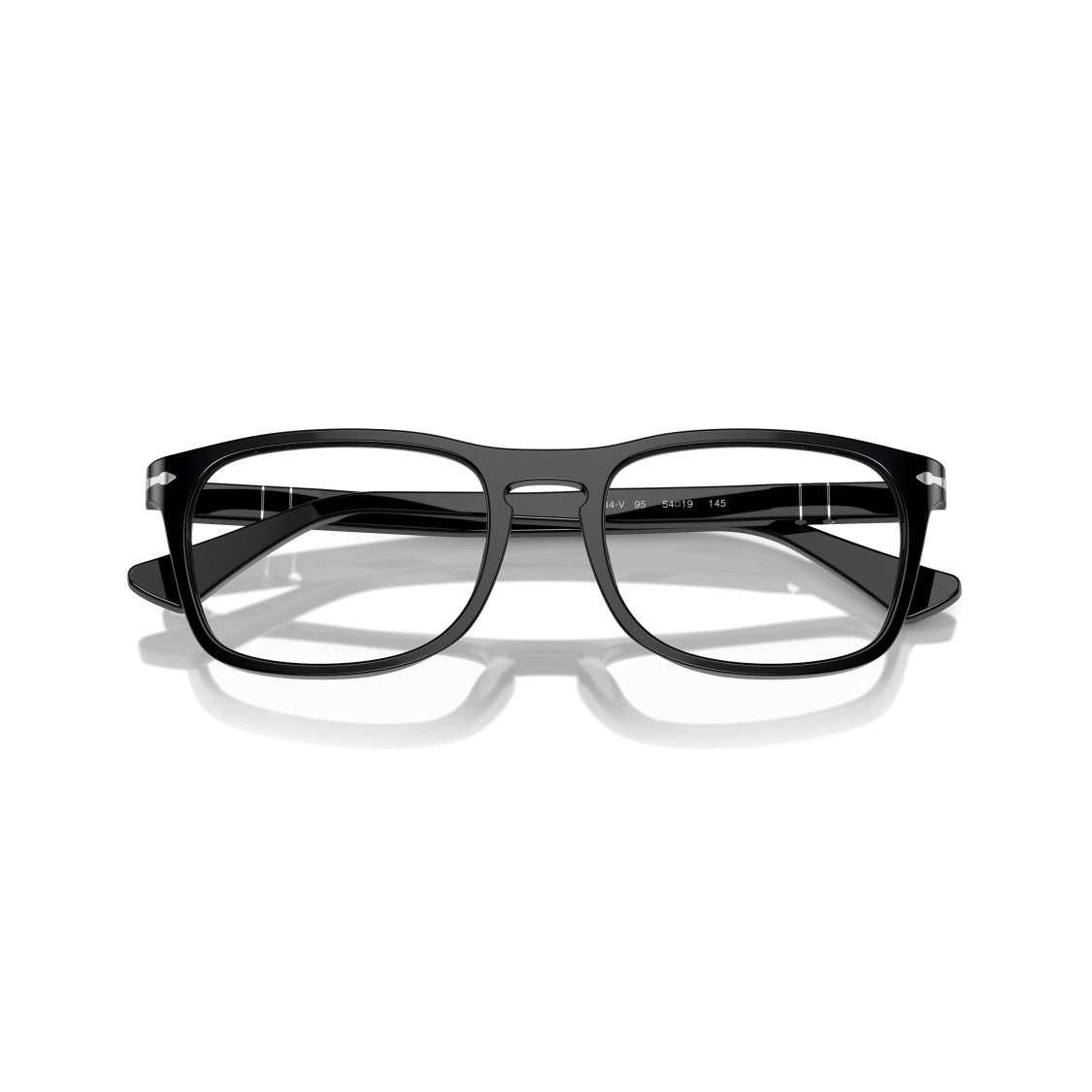 Persol 0Po3344v Glossy Black Acetate Rectangular Frames With Silver Accents