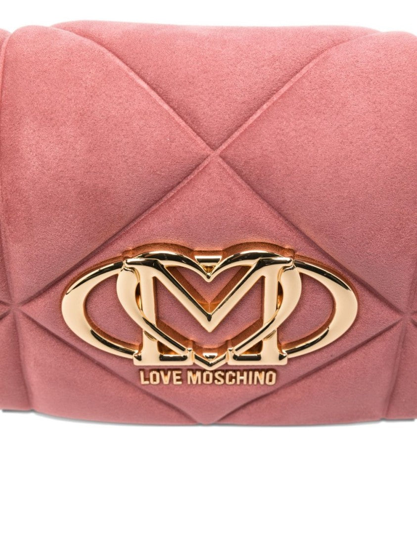 Love Moschino Quilted Pink Shoulder Bag With Chain Strap
