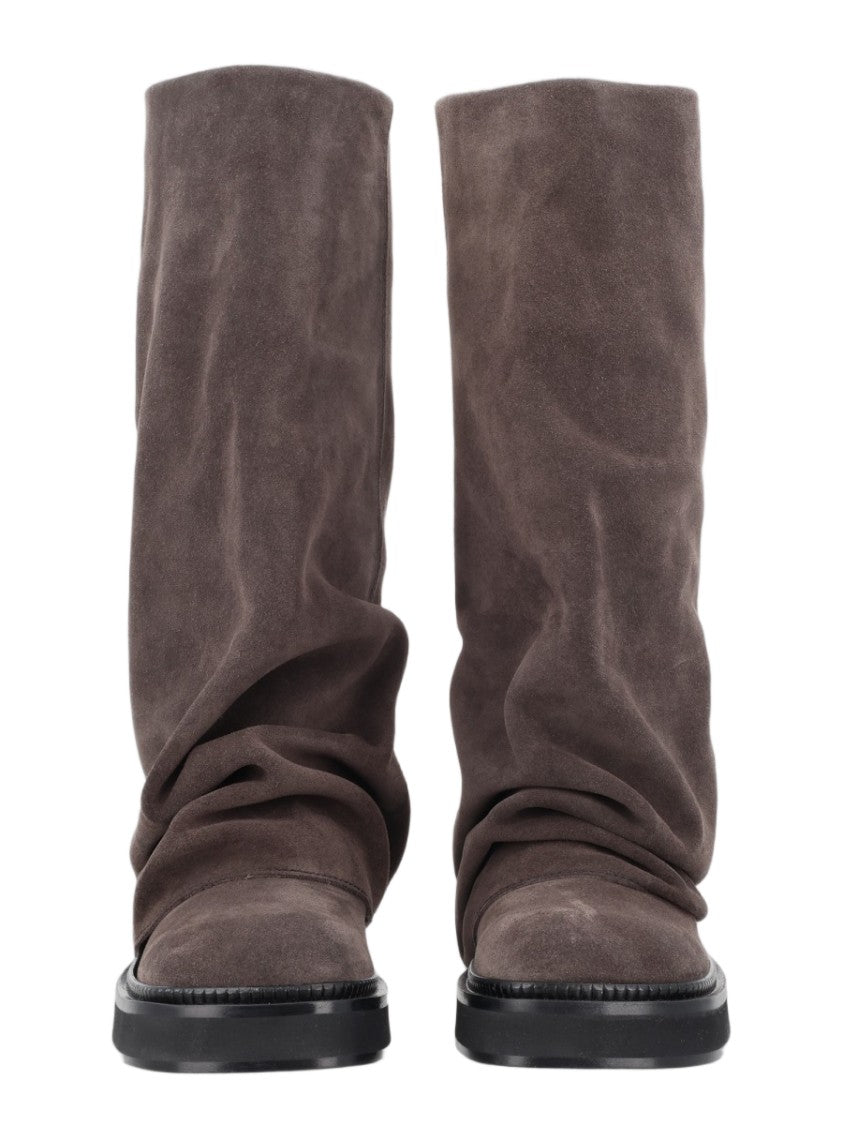 The Attico Slouchy Brown Suede Mid-Calf Boots