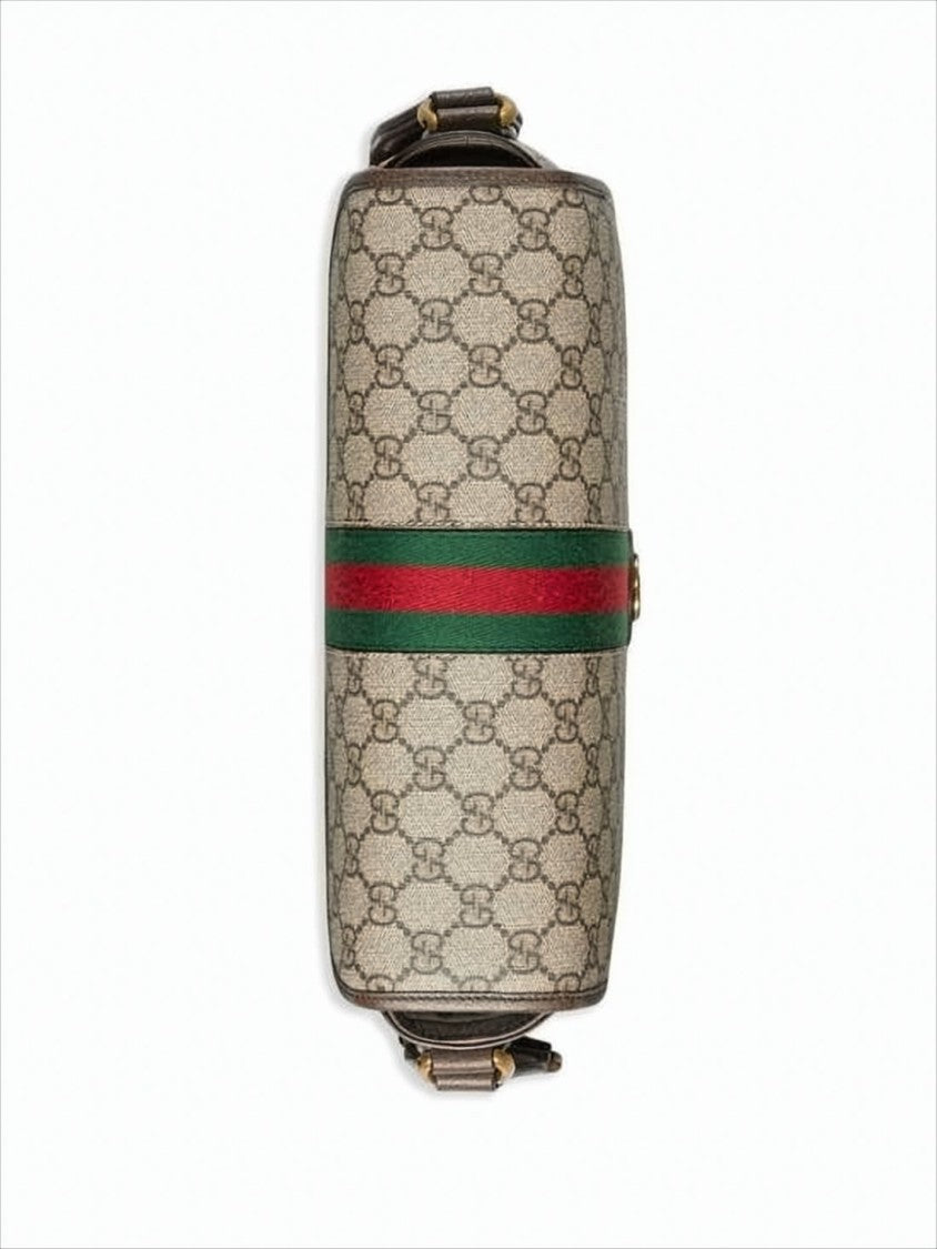 Gucci Monogram Canvas Crossbody Bag With Leather Trim