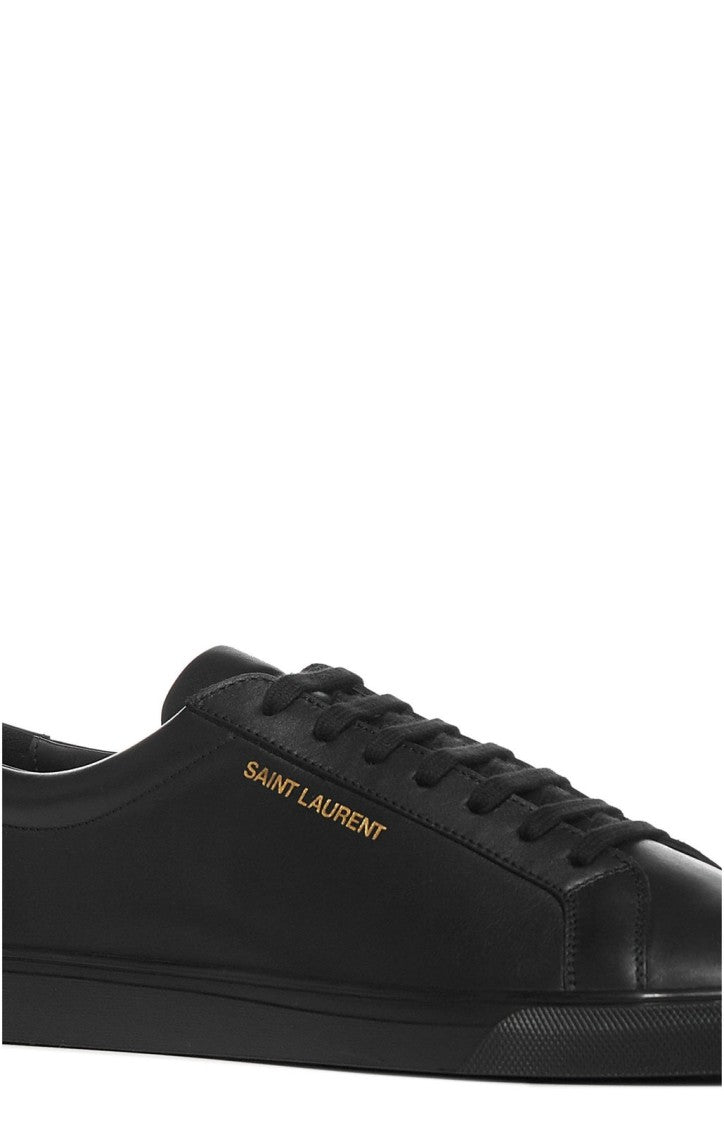 Saint Laurent Smooth Leather Low-Top Sneakers With Subtle Gold Branding