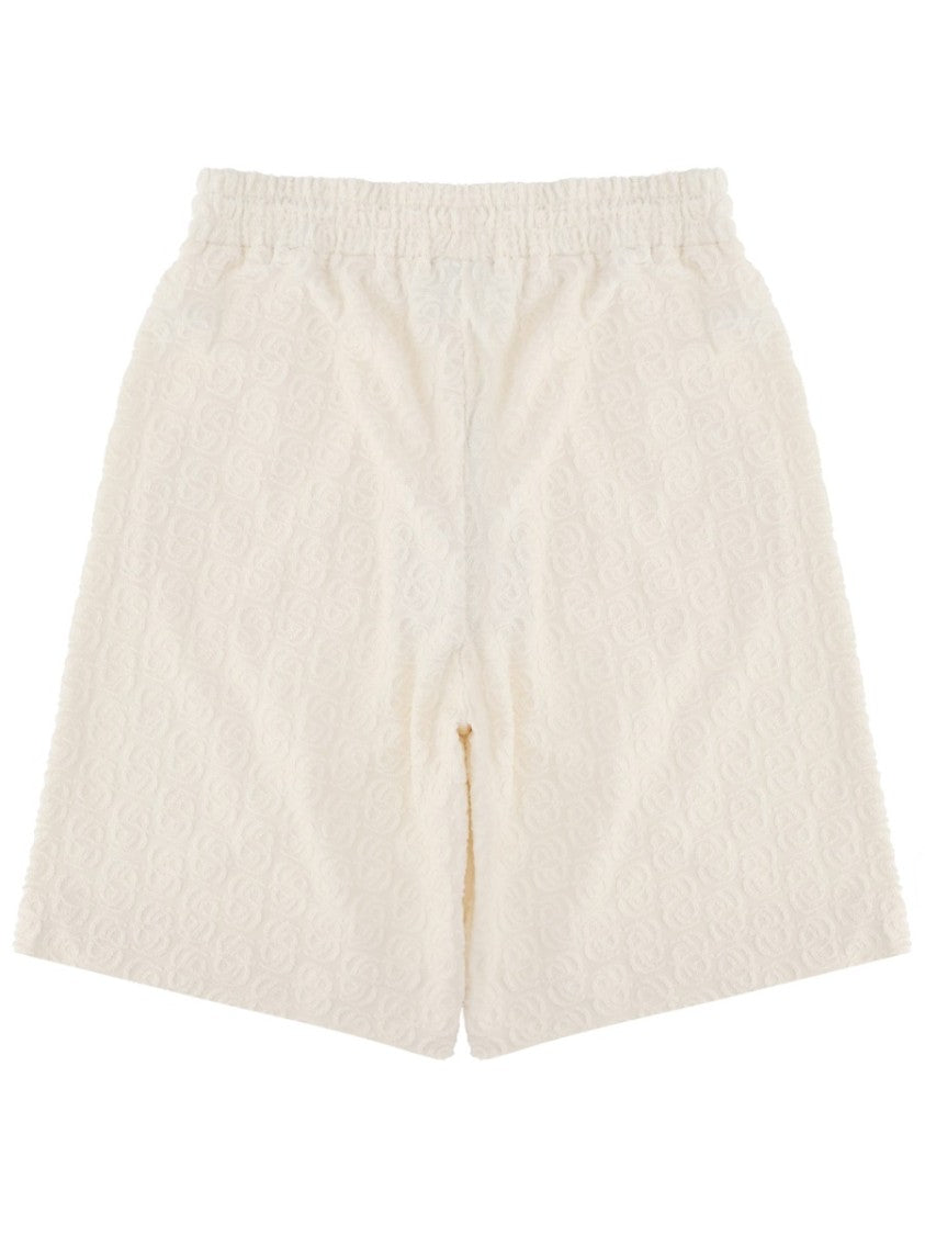 Drôle De Monsieur Monogramme Cotton Drawstring Casual Shorts