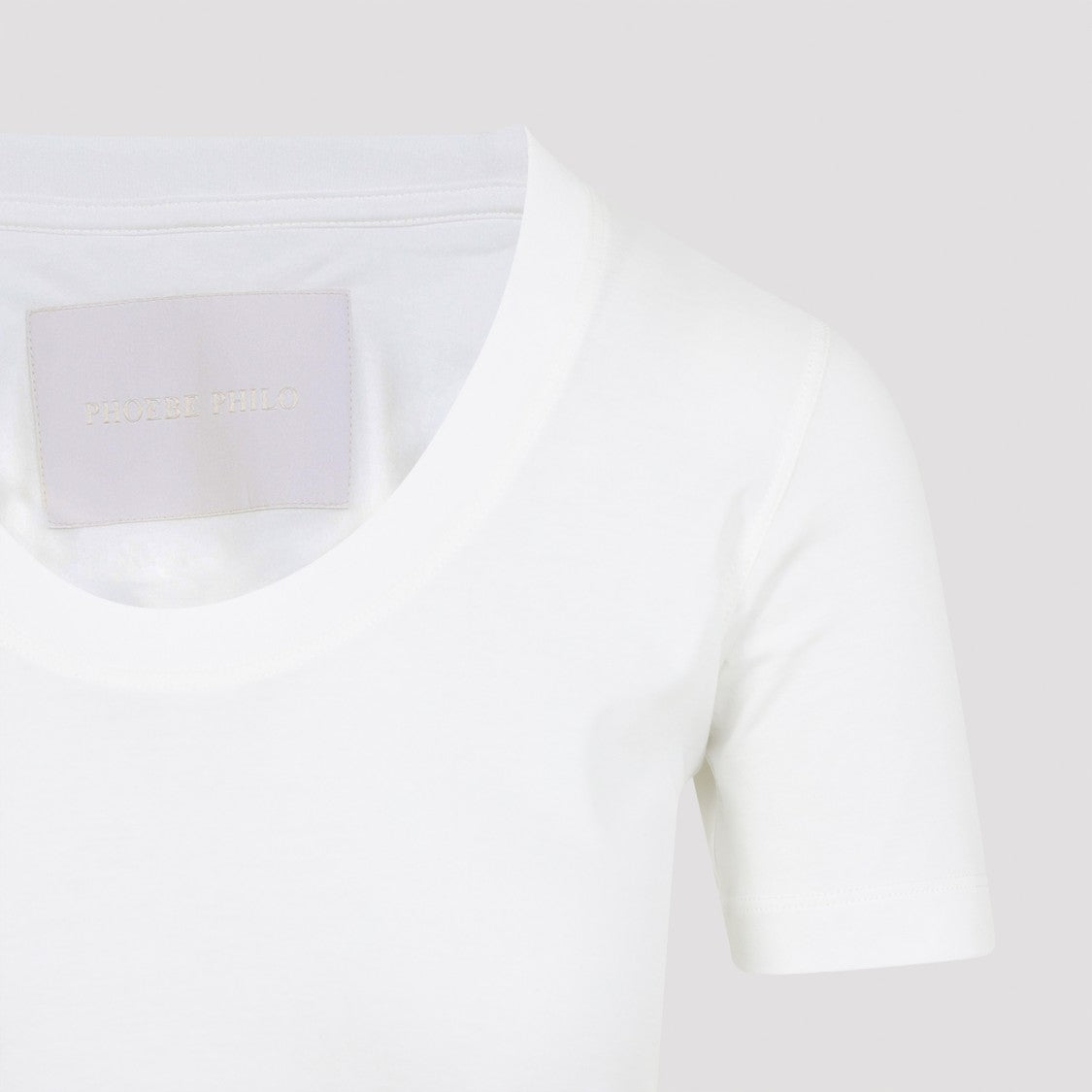Phoebe Philo Fitted White Cotton T-Shirt With Round Neckline