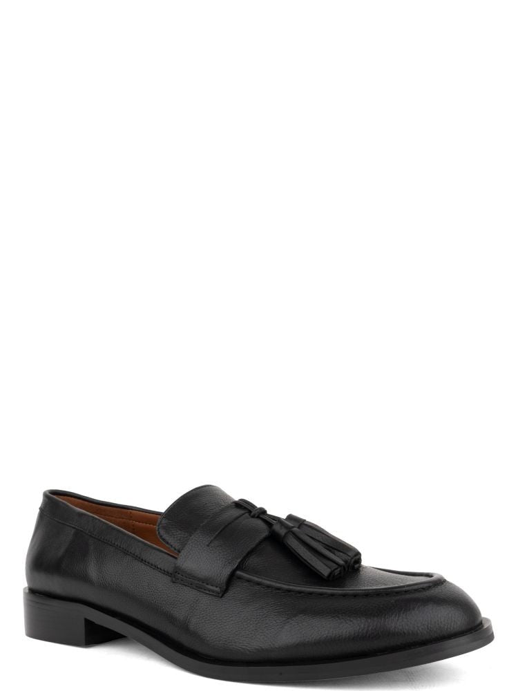 Adrianna Feretti Black Tassel-Detail Polished Leather Loafers