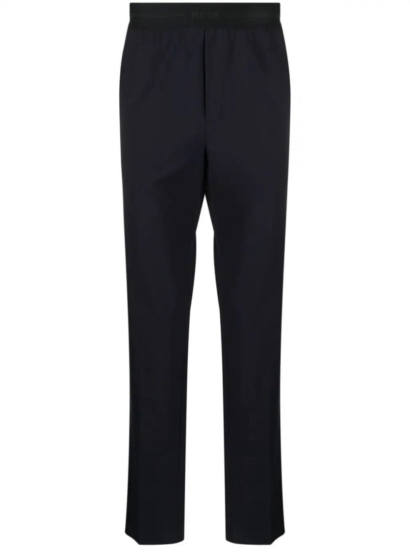 Msgm Tailored Pantalone Trousers With Wool Blend And Elastic Waistband