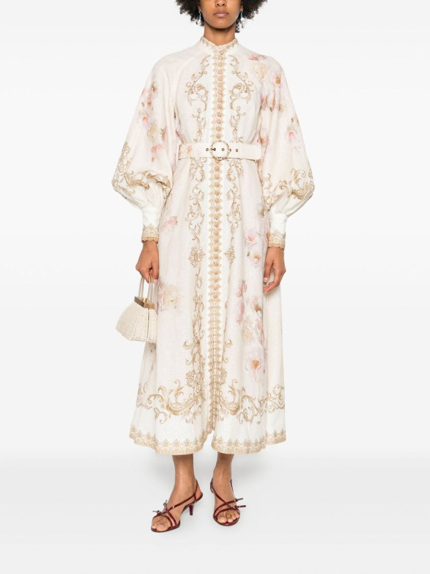 Zimmermann Baroque-Inspired Midi Dress With Voluminous Sleeves