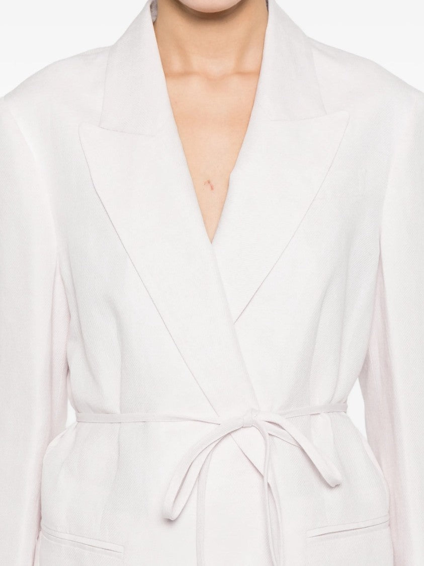 Twin-Set Blazer Tailored Linen Self-Tie Blazer