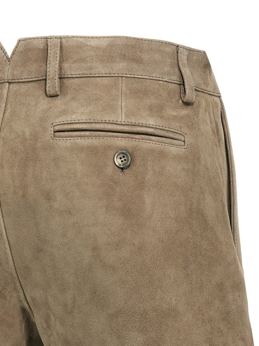 Ami Neutrals Suede Shorts With Zip
