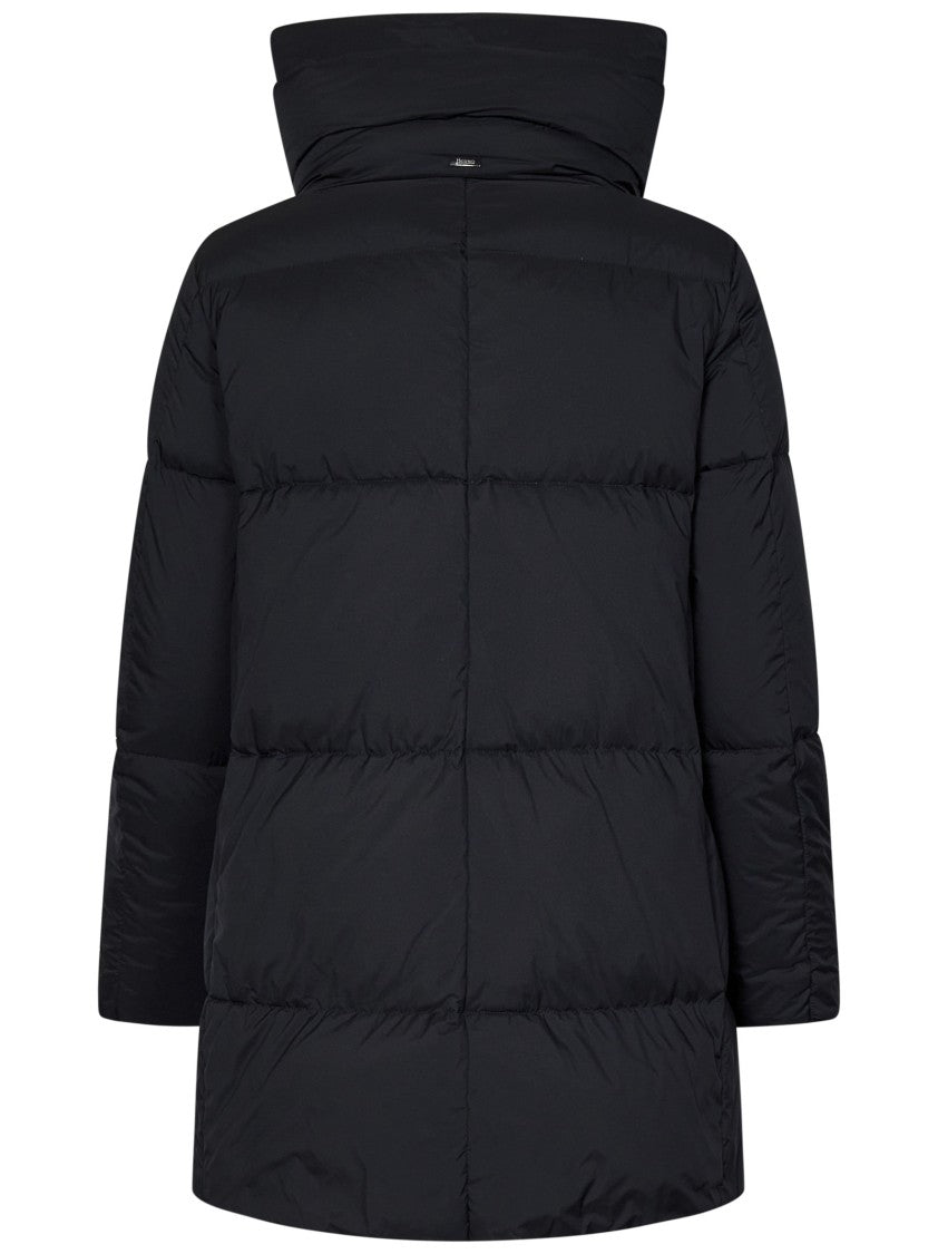 Herno Cape-Style Midi Down Jacket Funnel Collar