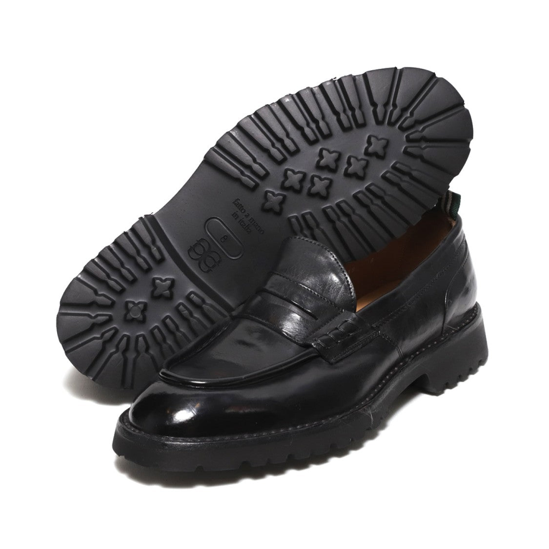 Green George Moccasin In Soft Black Vegetable Tanned Leather