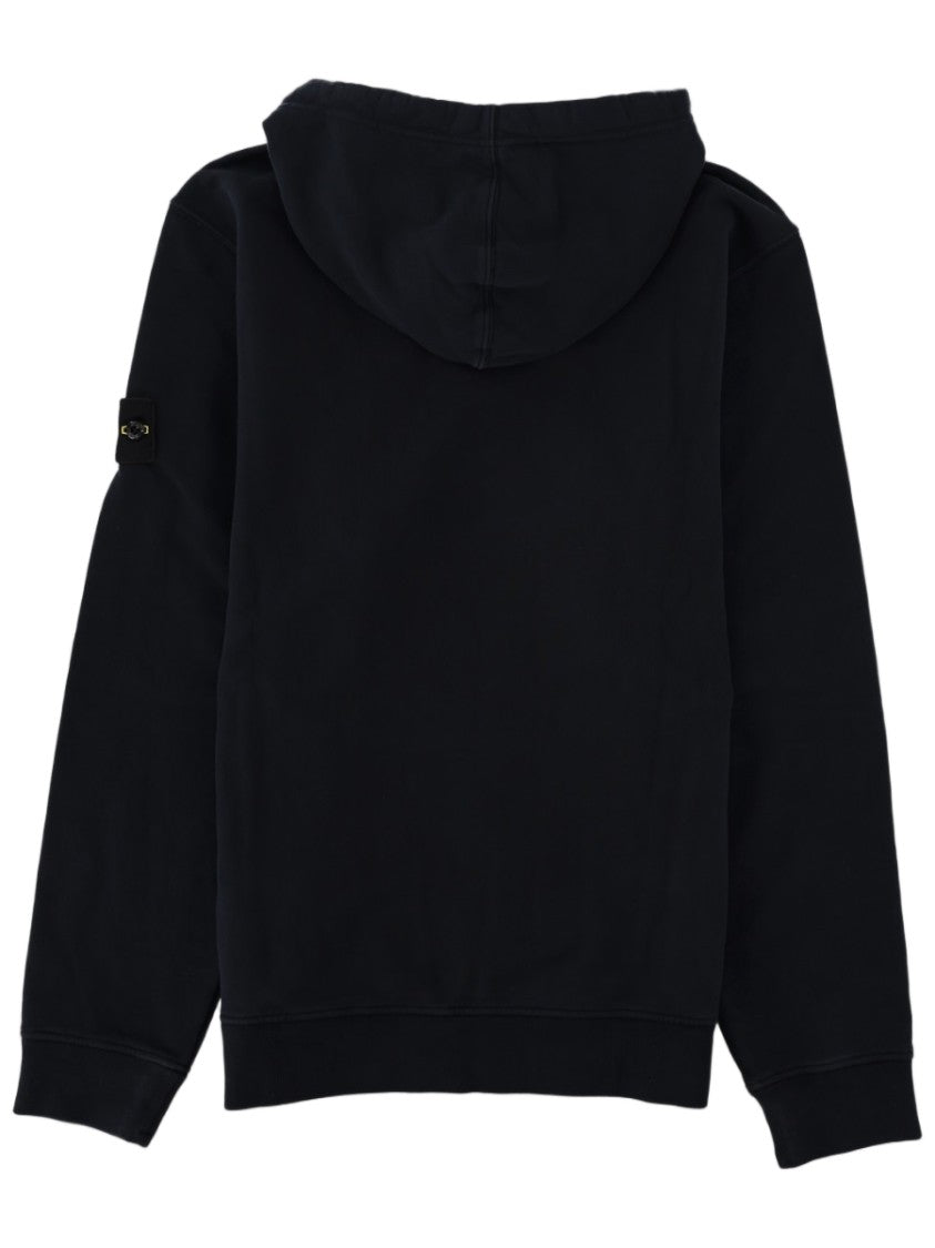 Stone Island Pullover Black Patch Logo Cotton Hoodie