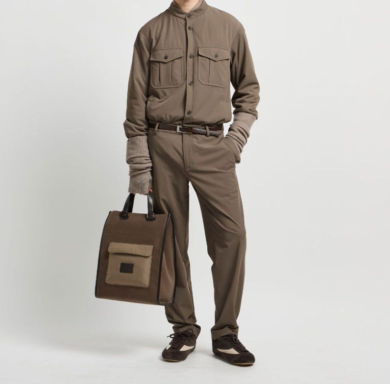 Emporio Armani Stretch Nylon Chino Trousers With Refined Details