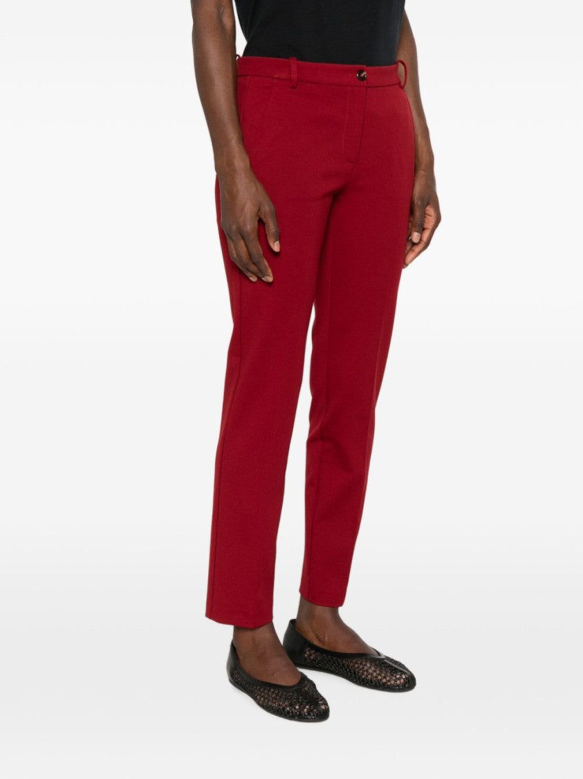 Pinko Red Tapered Refined Detail Slim Tailored Pants