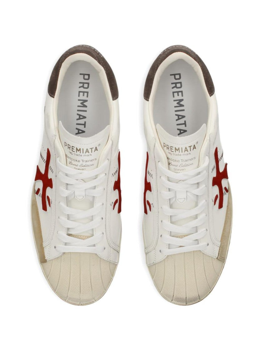 Premiata Distressed Leather Lace-Up Sneakers