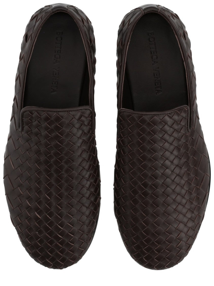 Bottega Veneta Sunday Pointed-Toe Woven Leather Slippers