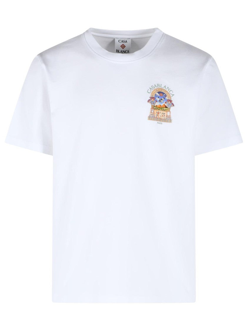 Casablanca 'Egyptian Arch' White Cotton T-Shirt