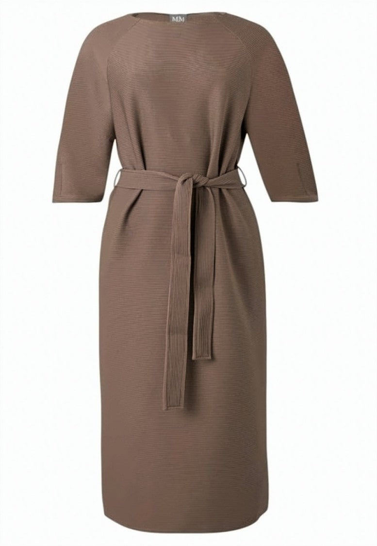 Max Mara Crewneck 3/4 Sleeves Belted Leisure Dress