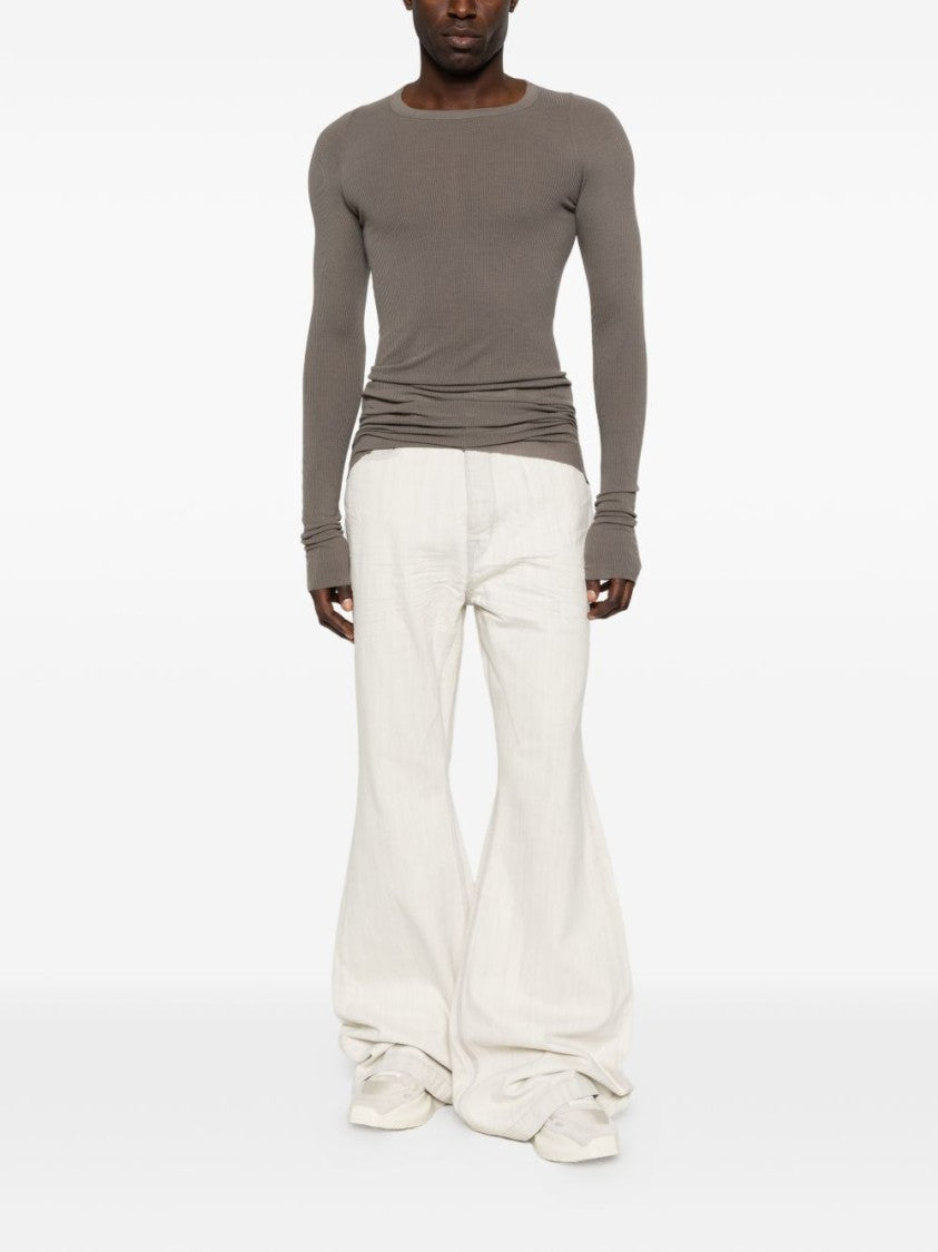 Rick Owens Ribbed Textured Long-Sleeve Shirt With Subtle Ruching
