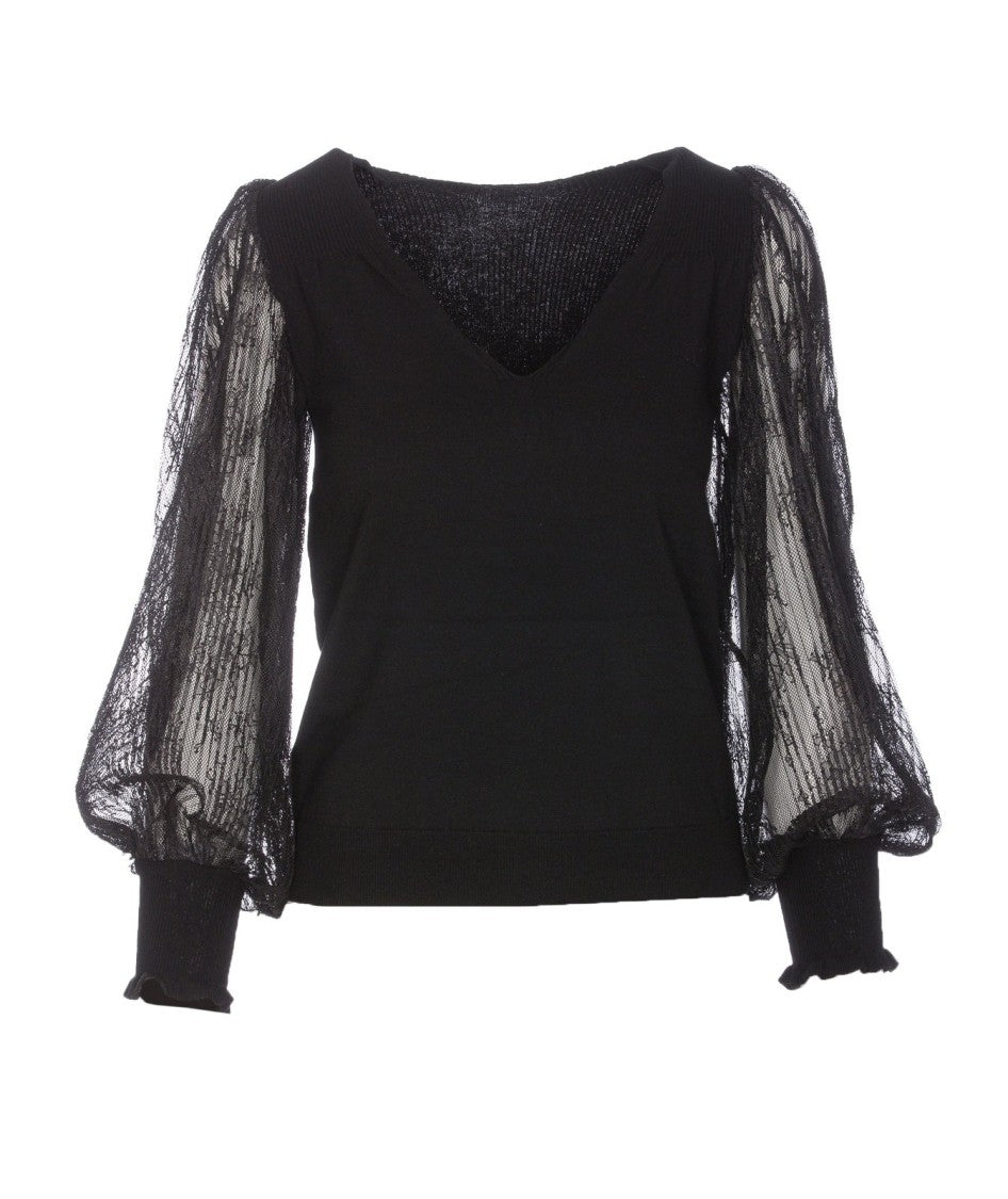 Twin-Set Knitwear Blouse With Deep V-Neckline